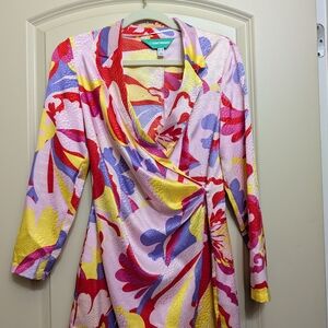 Cache Colorful Floral Long Sleeve Dress